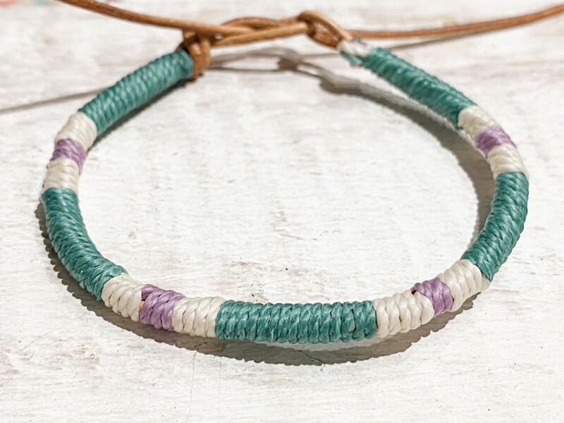 Pulsera cuero mujer verde