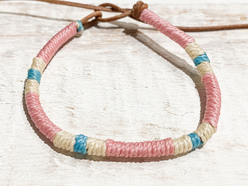 Pulsera cuero mujer rosa