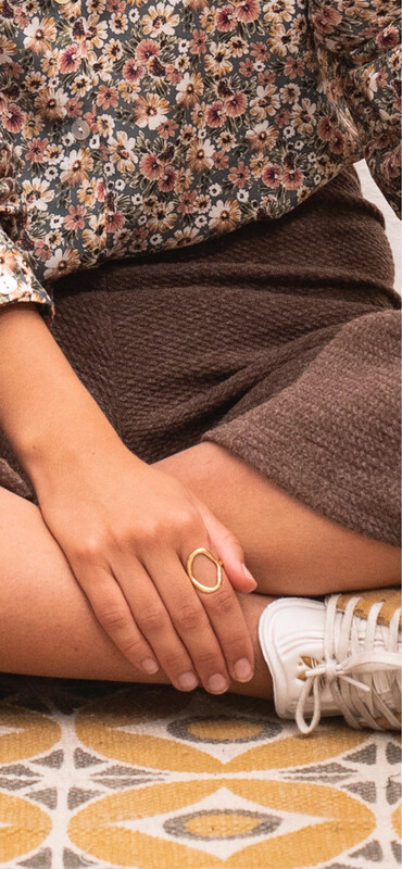 Anillo aro hueco plata baño oro