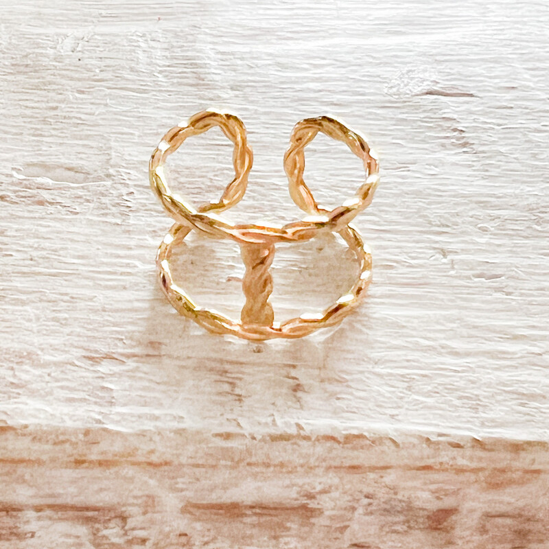 Anillo acero dorado partido