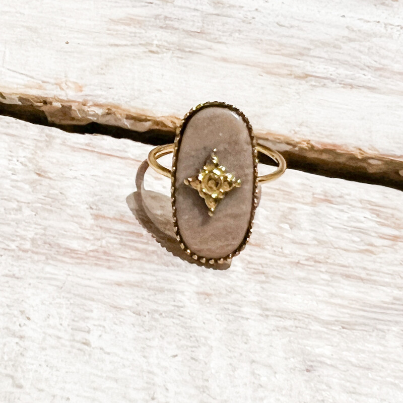 Anillo acero rectangular piedra rodocrosita
