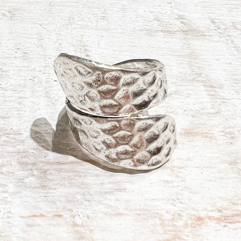 Anillo metal plateado doble