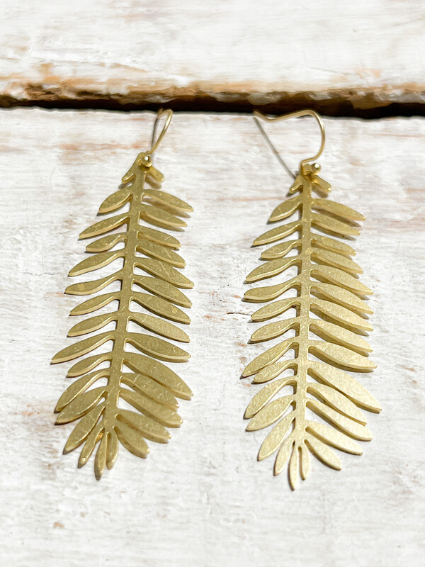 Pendientes hoja cobre dorado mate