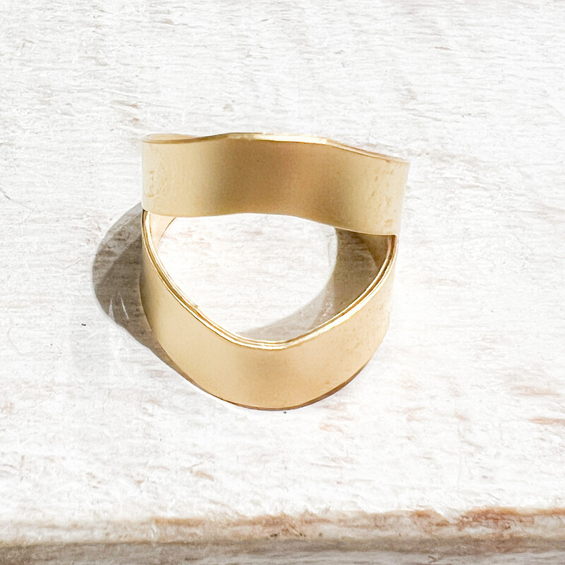 Anillo zamack abierto dorado mate