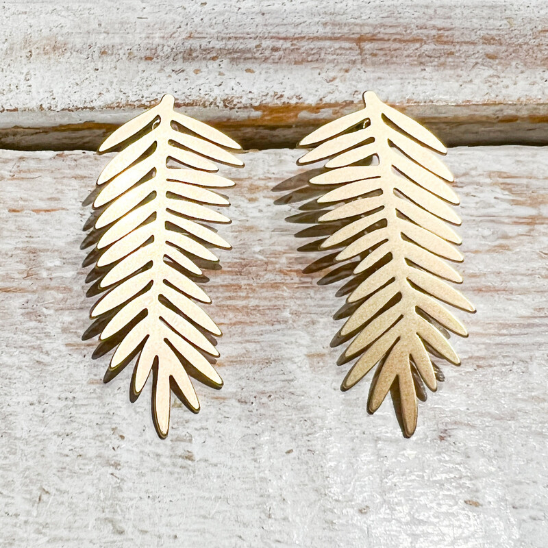 Pendientes dorados hoja cobre chapado oro