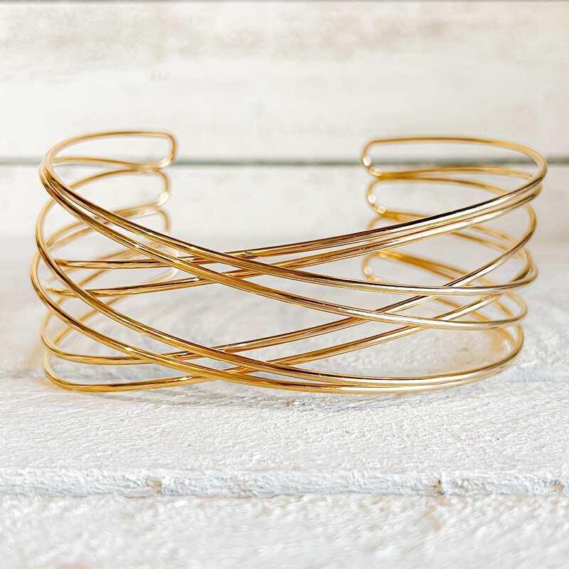Gargantilla choker acero dorada enredada ancha