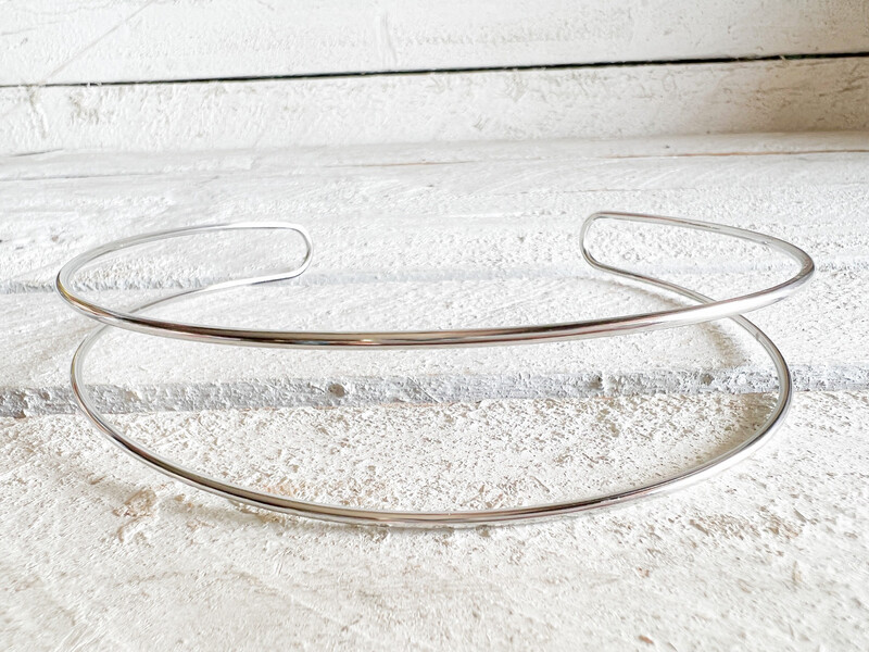 Gargantilla choker rígida acero plateada doble