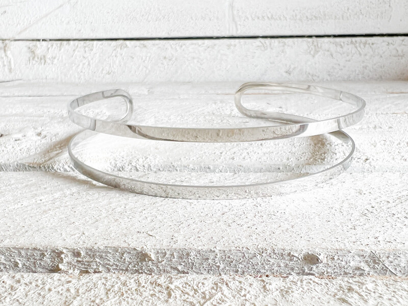 Gargantilla choker acero plateado doble ancha