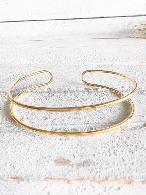 Brazalete acero dorado doble