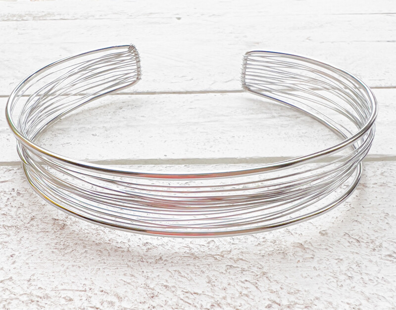 Choker acero hilos plateados