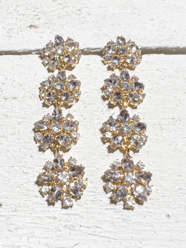 Pendientes fiesta flor cristal dorado