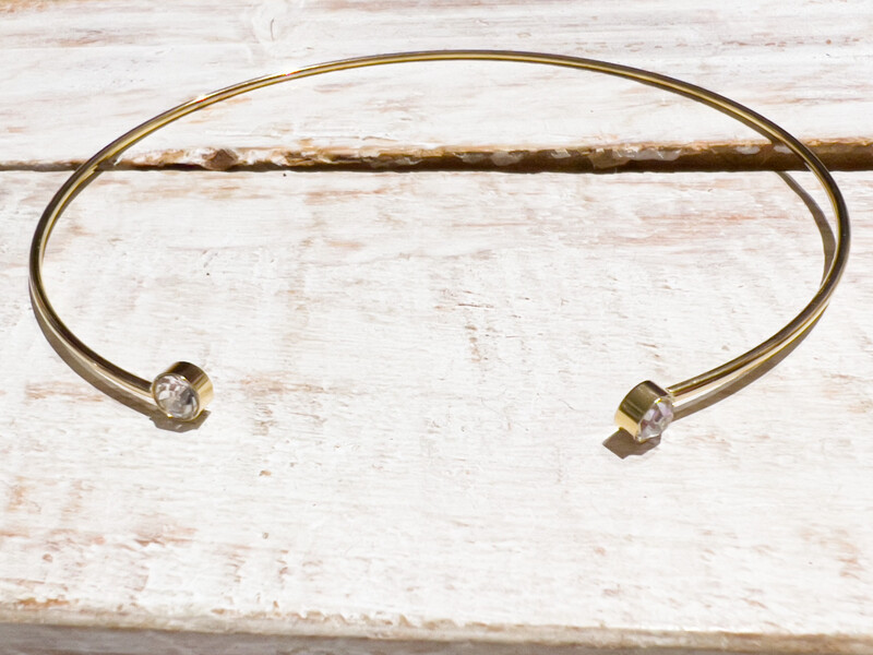 Choker acero baño oro circonita