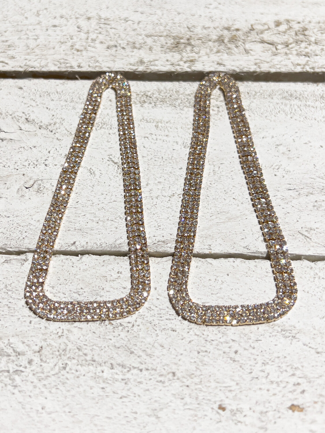 Pendientes strass triángulo XL dorado
