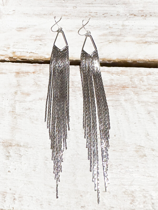 Pendientes cortina XL plateados