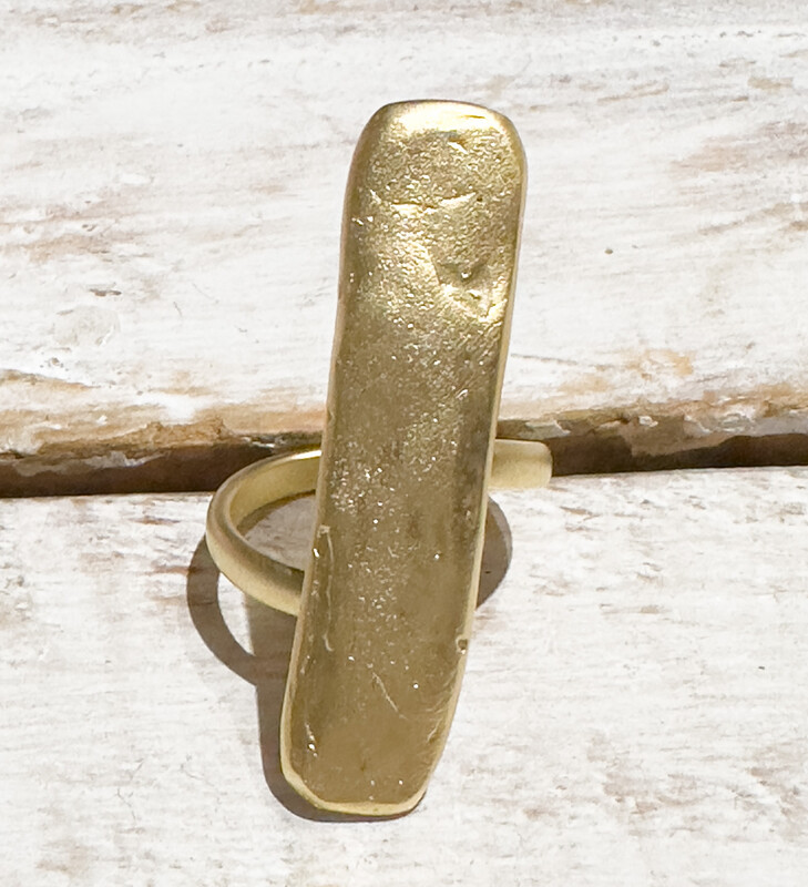 Anillo rectángulo XL dorado