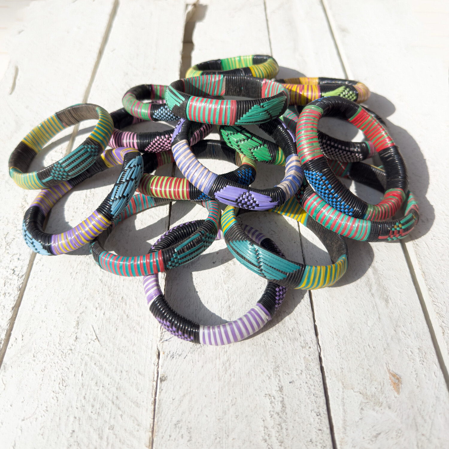 Pack tres pulseras reciclado colores