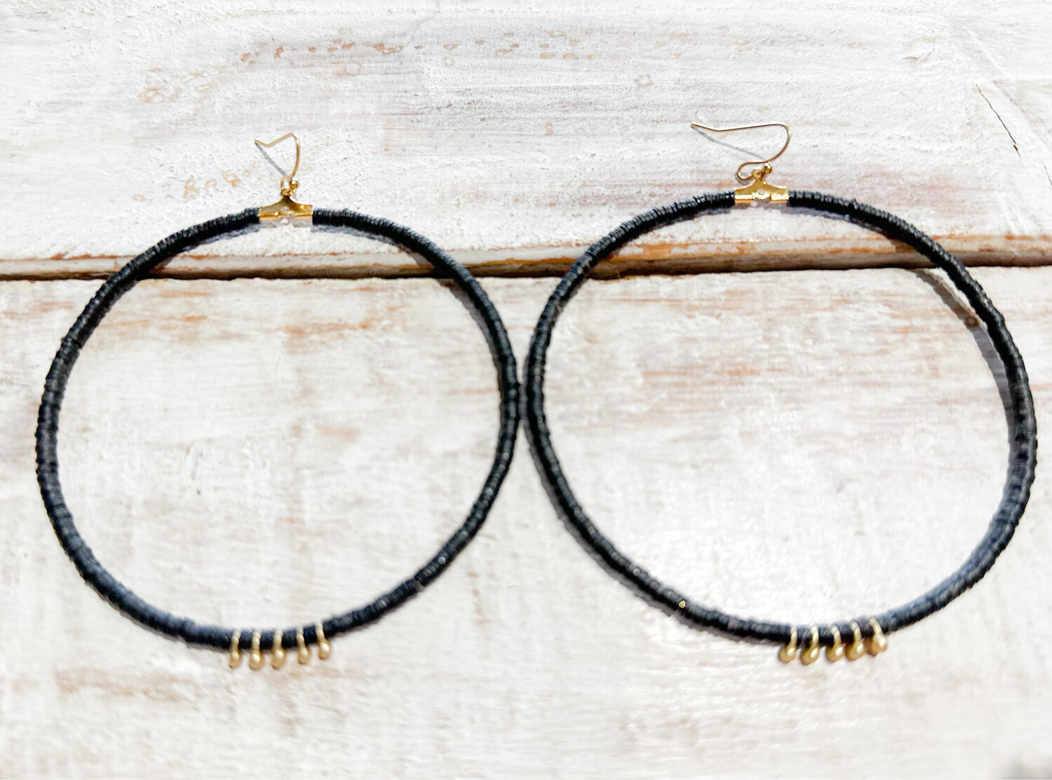 Pendientes aro xxl vinilo negros