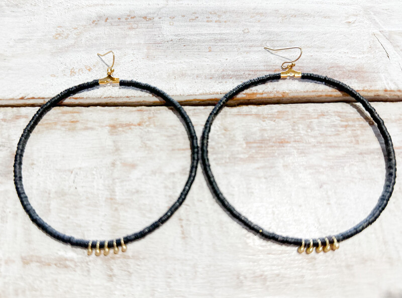 Pendientes aro xxl vinilo negros