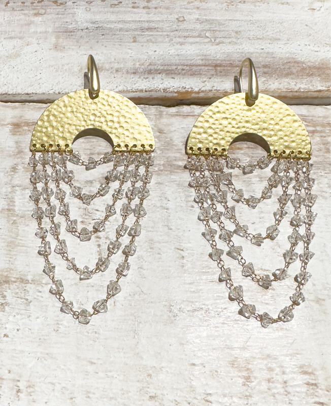 Pendientes cortina dorados cristal