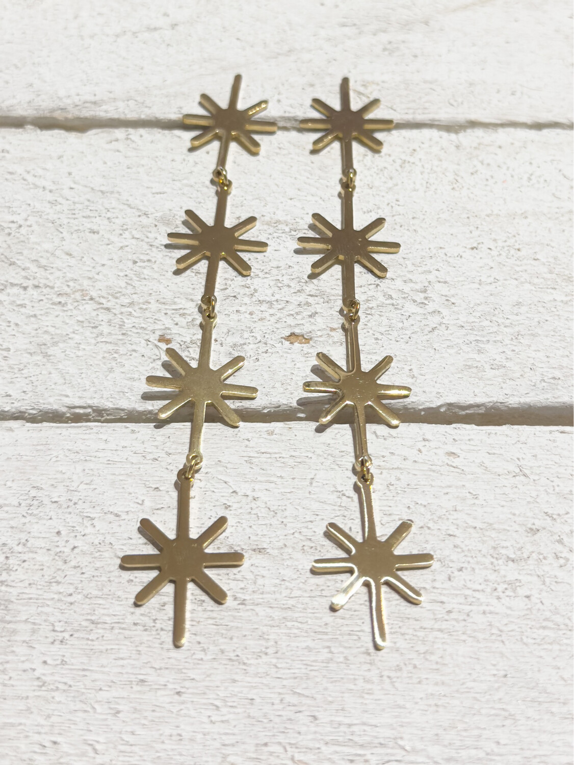 Pendientes acero dorado Estrellas extra largos