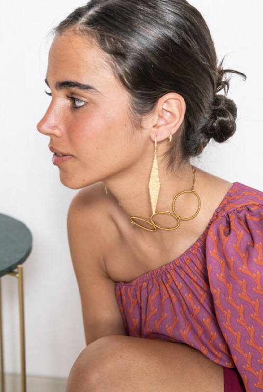 Pendientes malla rombo dorado