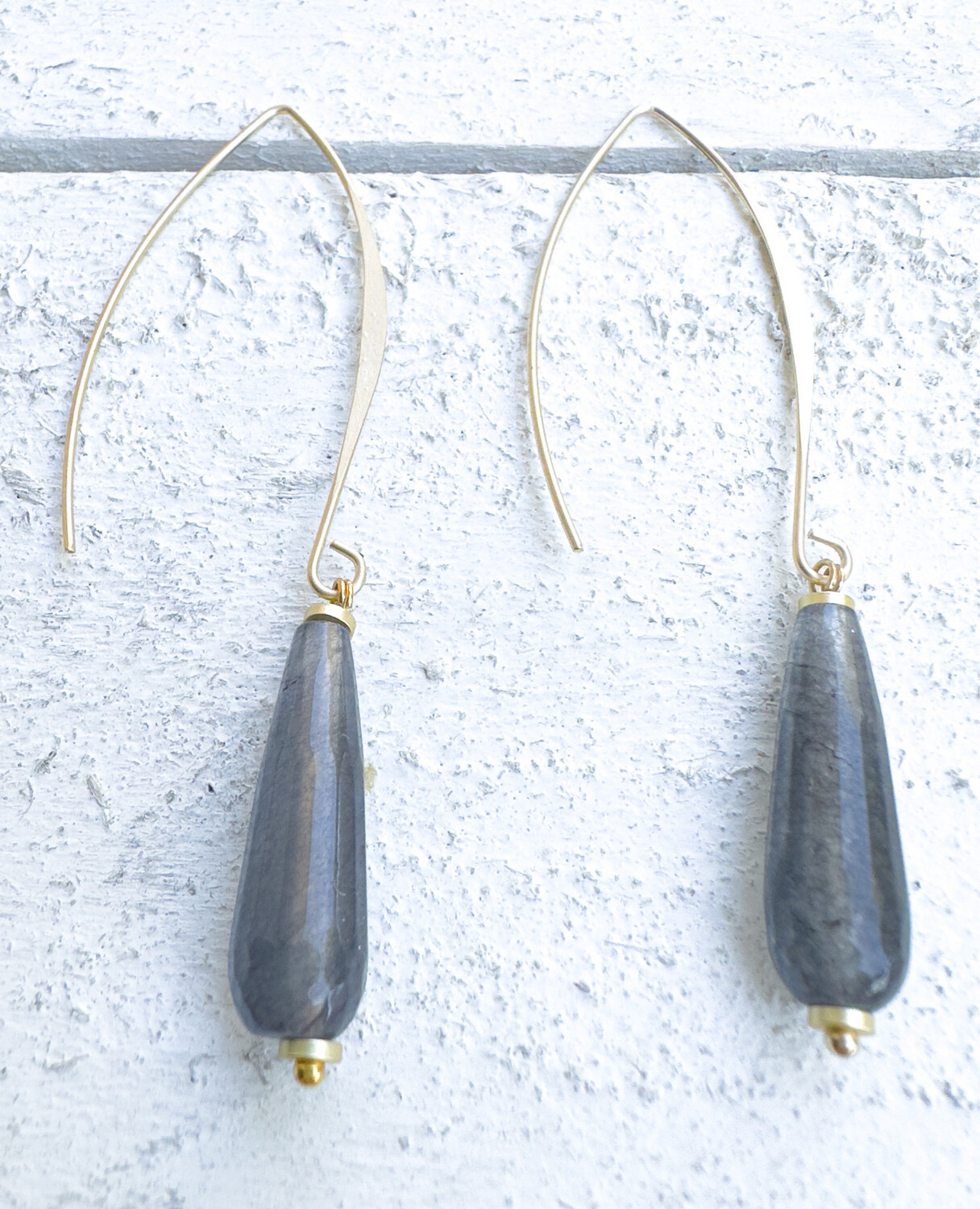 Pendientes gancho XL piedra gris