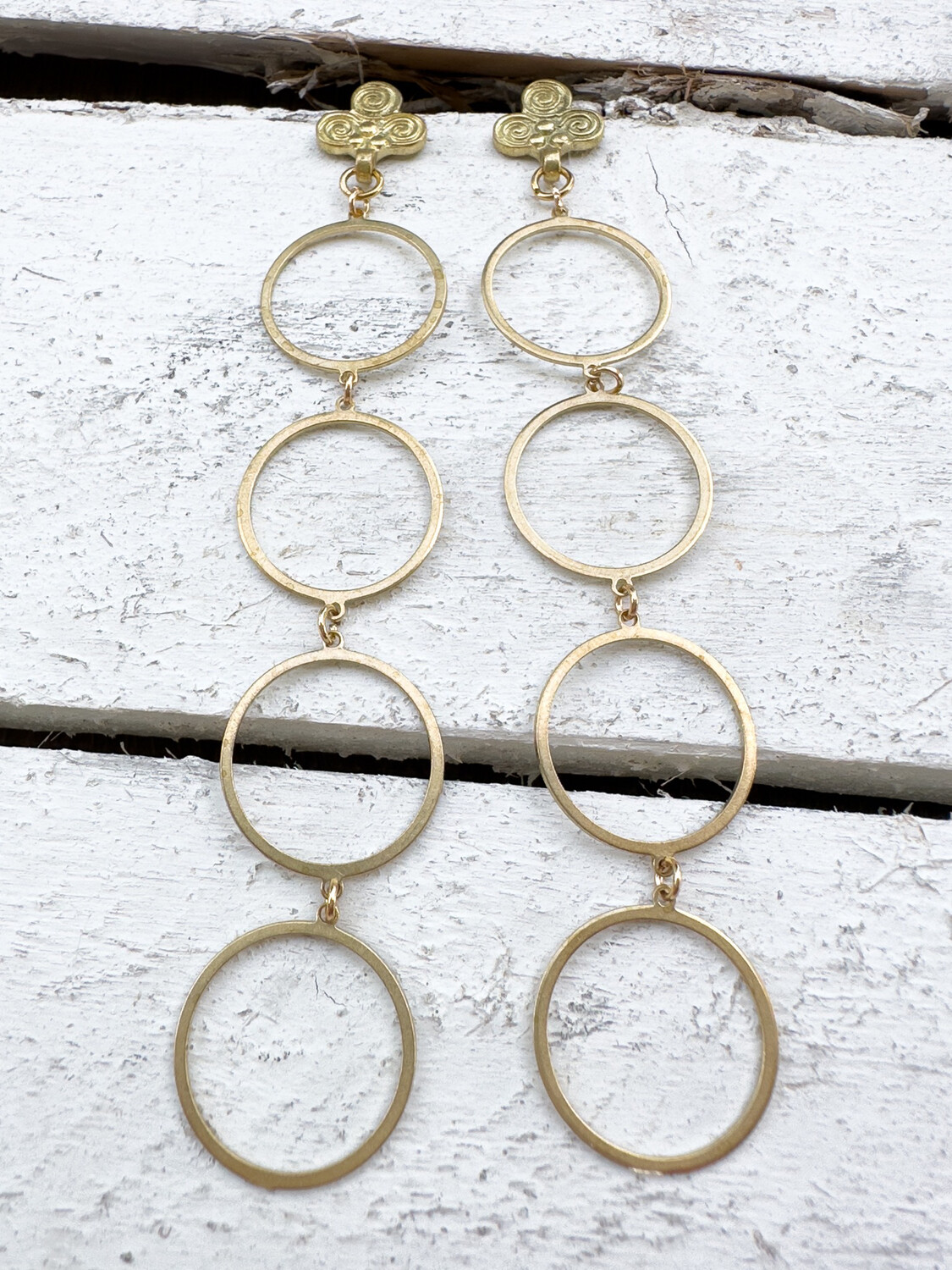 Pendientes aros latón dorado largos