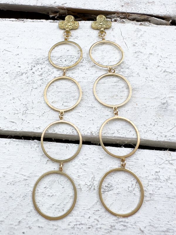 Pendientes aros latón dorado largos