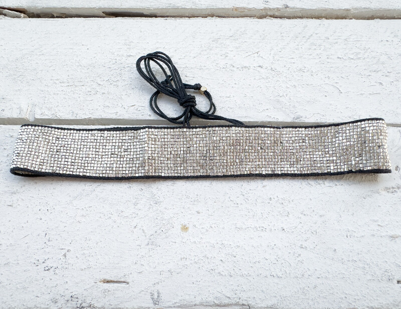 Gargantilla choker cristales miyuki plata 2cm