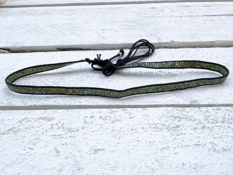 Gargantilla choker cristales miyuki verde 0,5cm