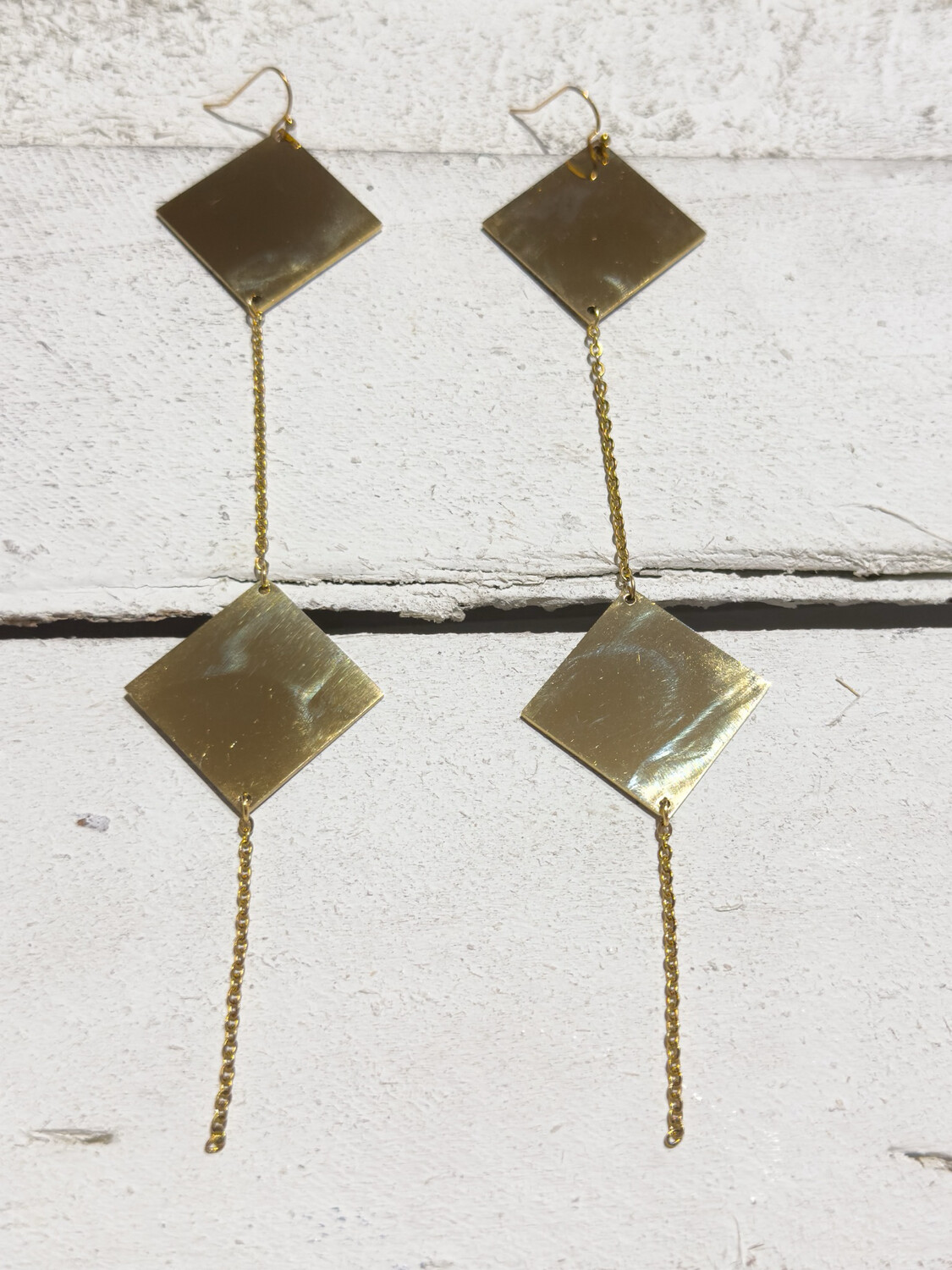 Pendientes extra largos acero dos rombos