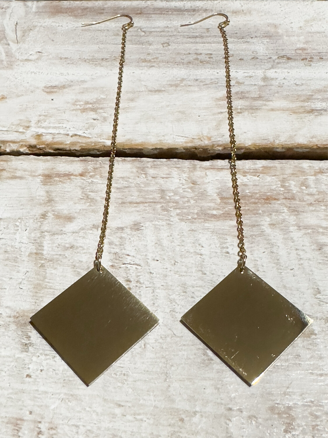 Pendientes extra largos dorado cadena rombo