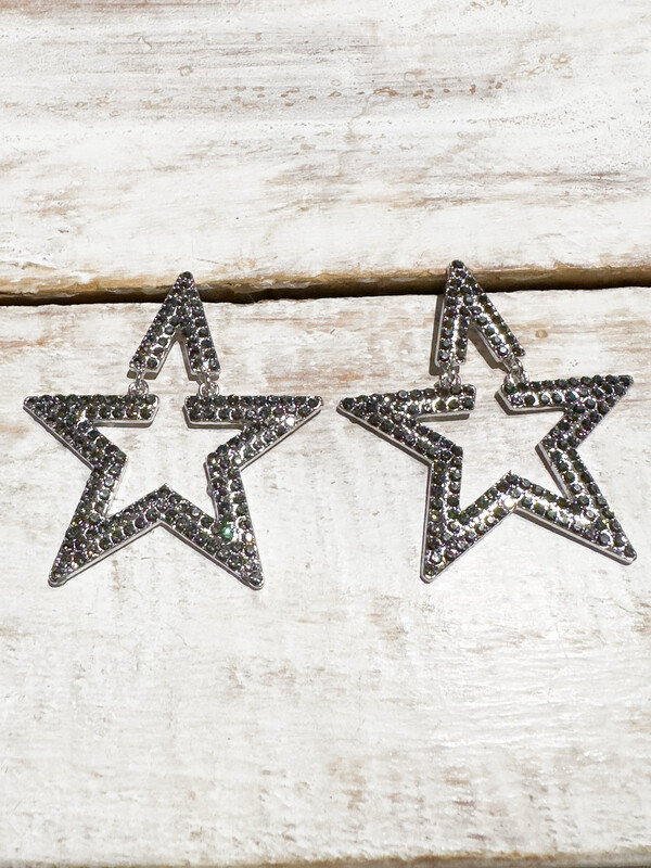 Pendientes estrella  XL strass plateados