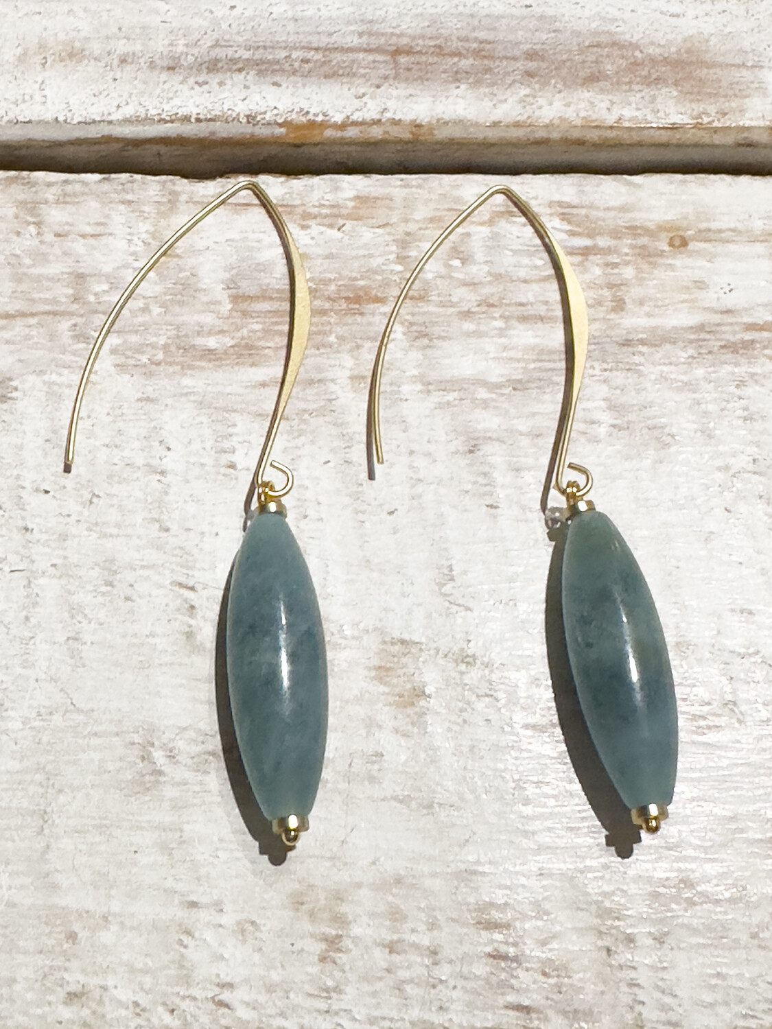 Pendientes gancho XL piedra azulada