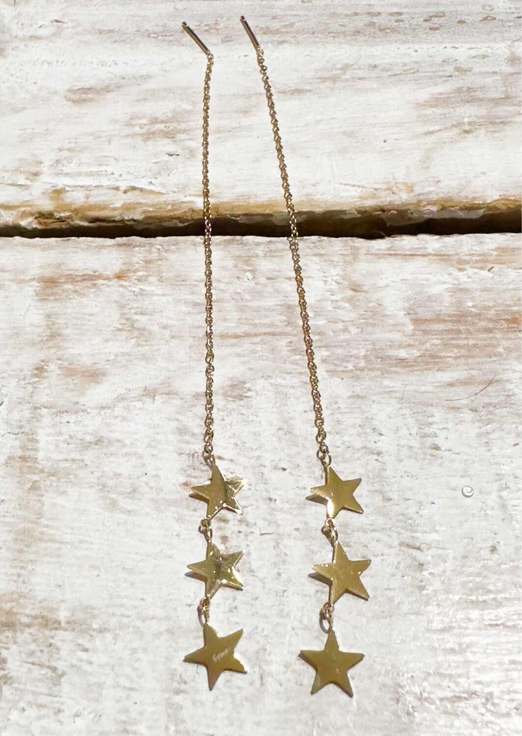 Pendientes acero dorado cadena estrella