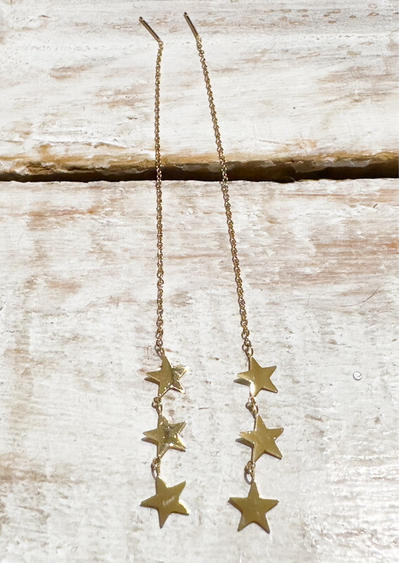 Pendientes acero dorado cadena estrella