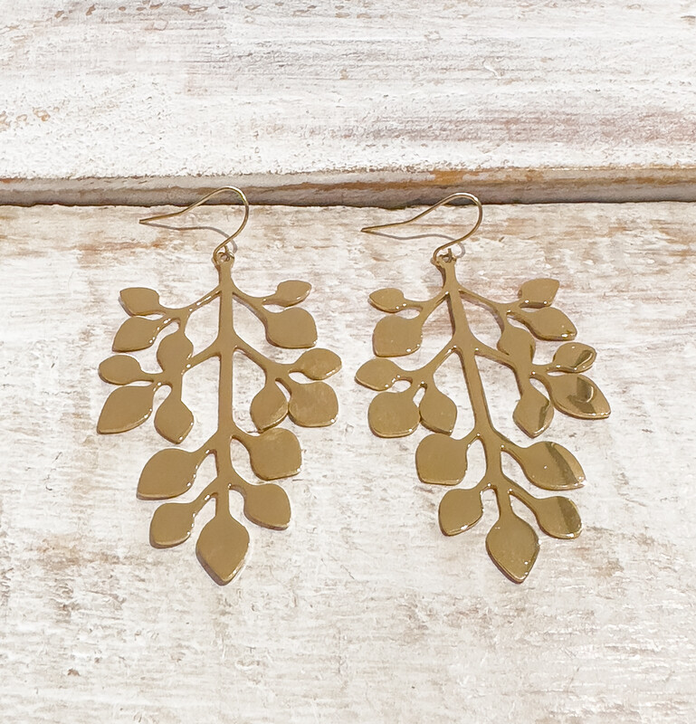 Pendientes acero dorado rama XL