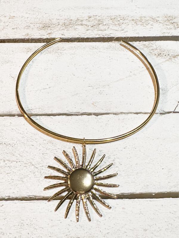 Gargantilla choker acero dorado sol
