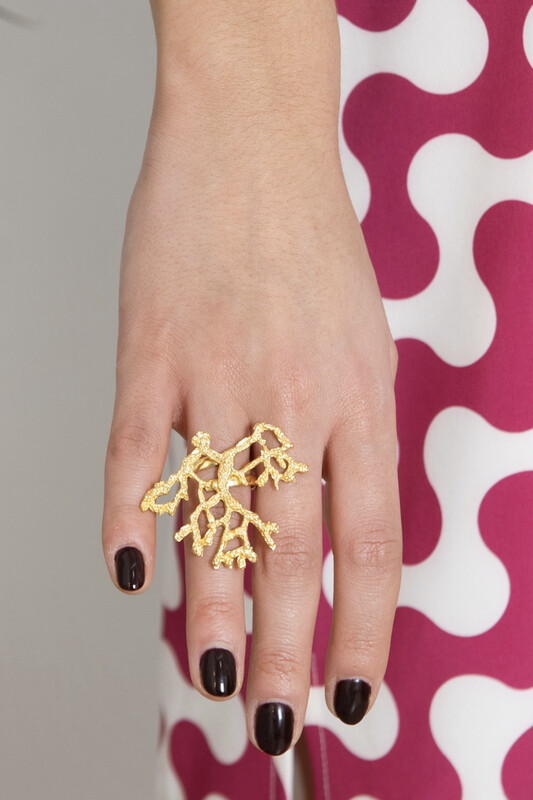 Anillo latón dorado baño alga XL