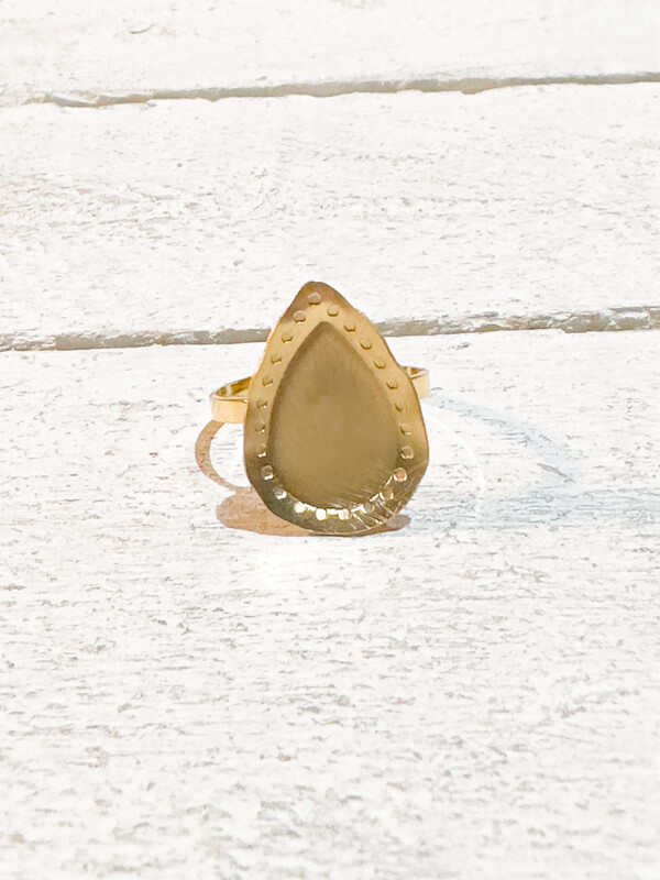 Anillo acero dorado mate gota