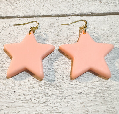 Pendientes estrella resina rosa