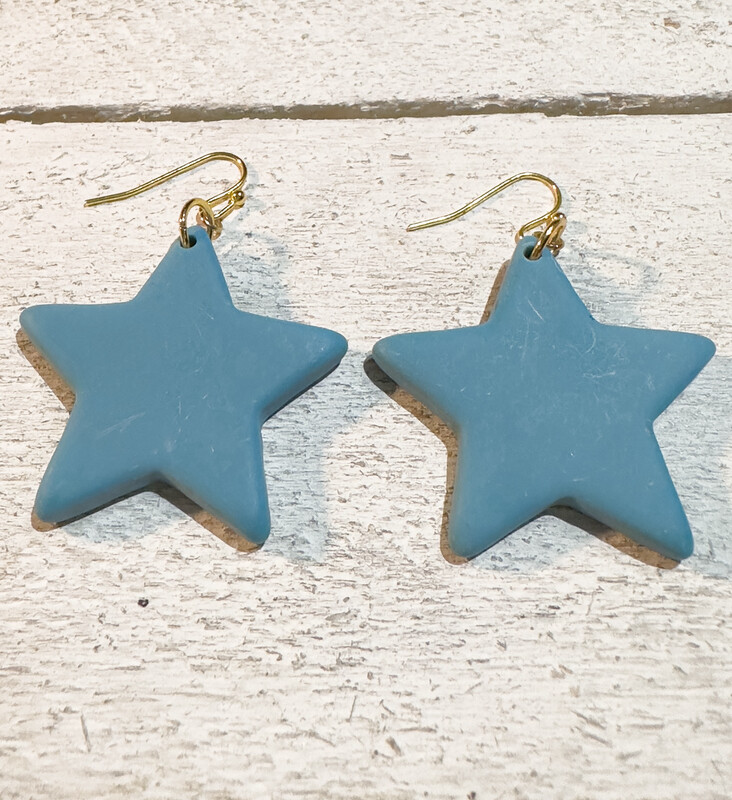 Pendientes estrella resina azul vaquero