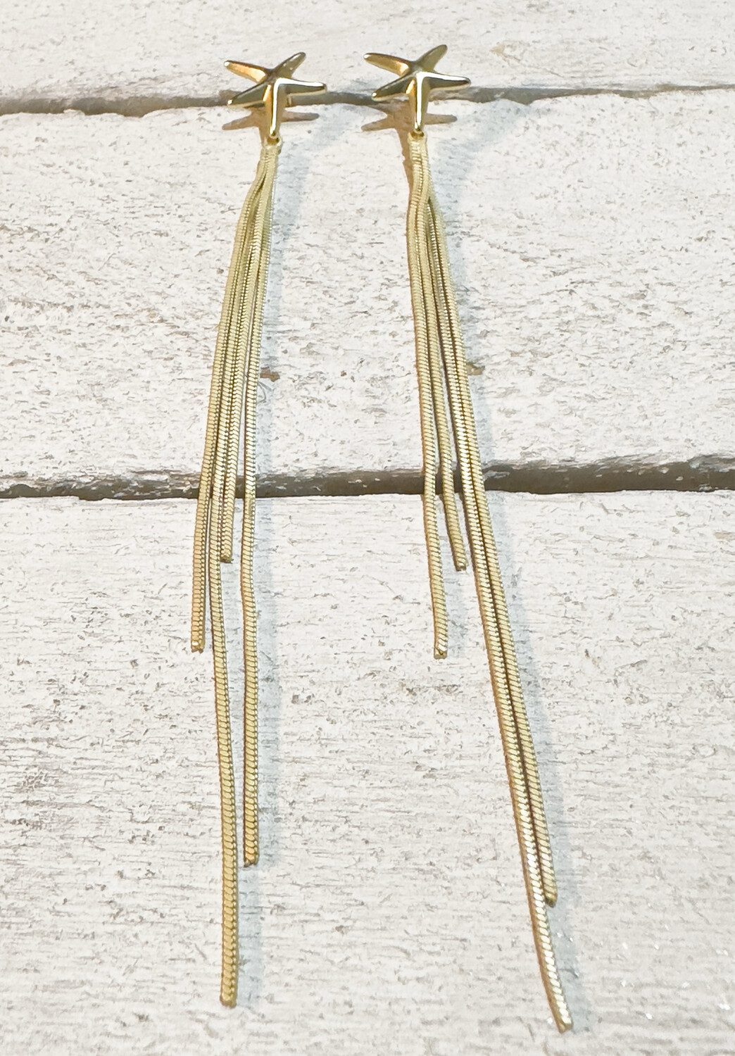 Pendientes estrella dorado mate tiras cadena