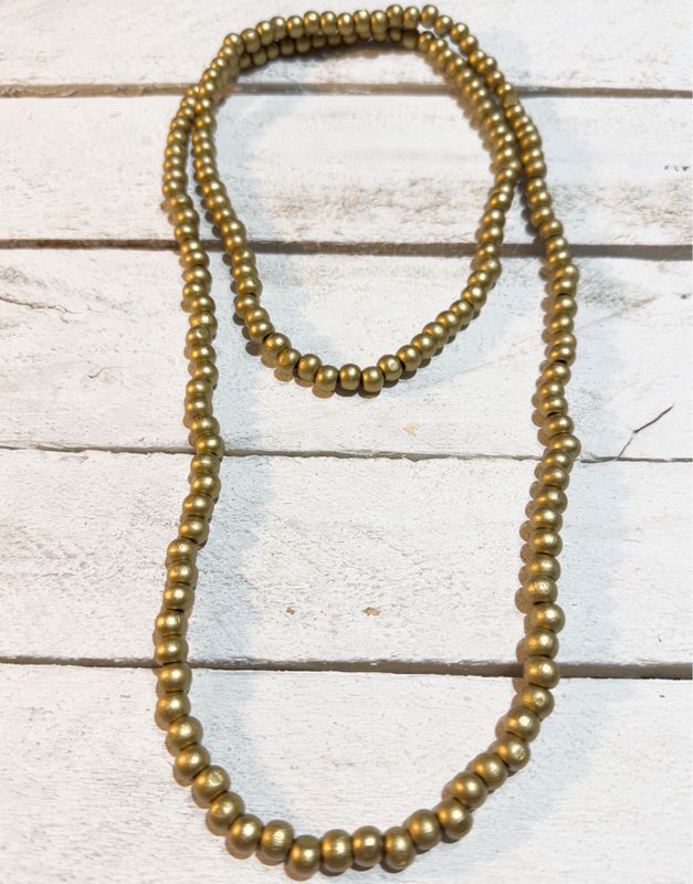 Collar largo madera dorado
