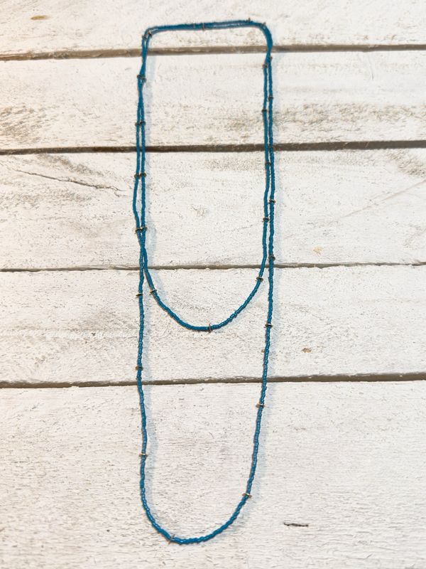 Collar largo discos azul plomo