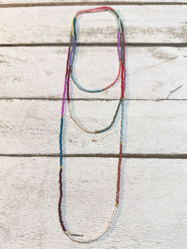 Collar miyuki mini rayas extra largo mix colores