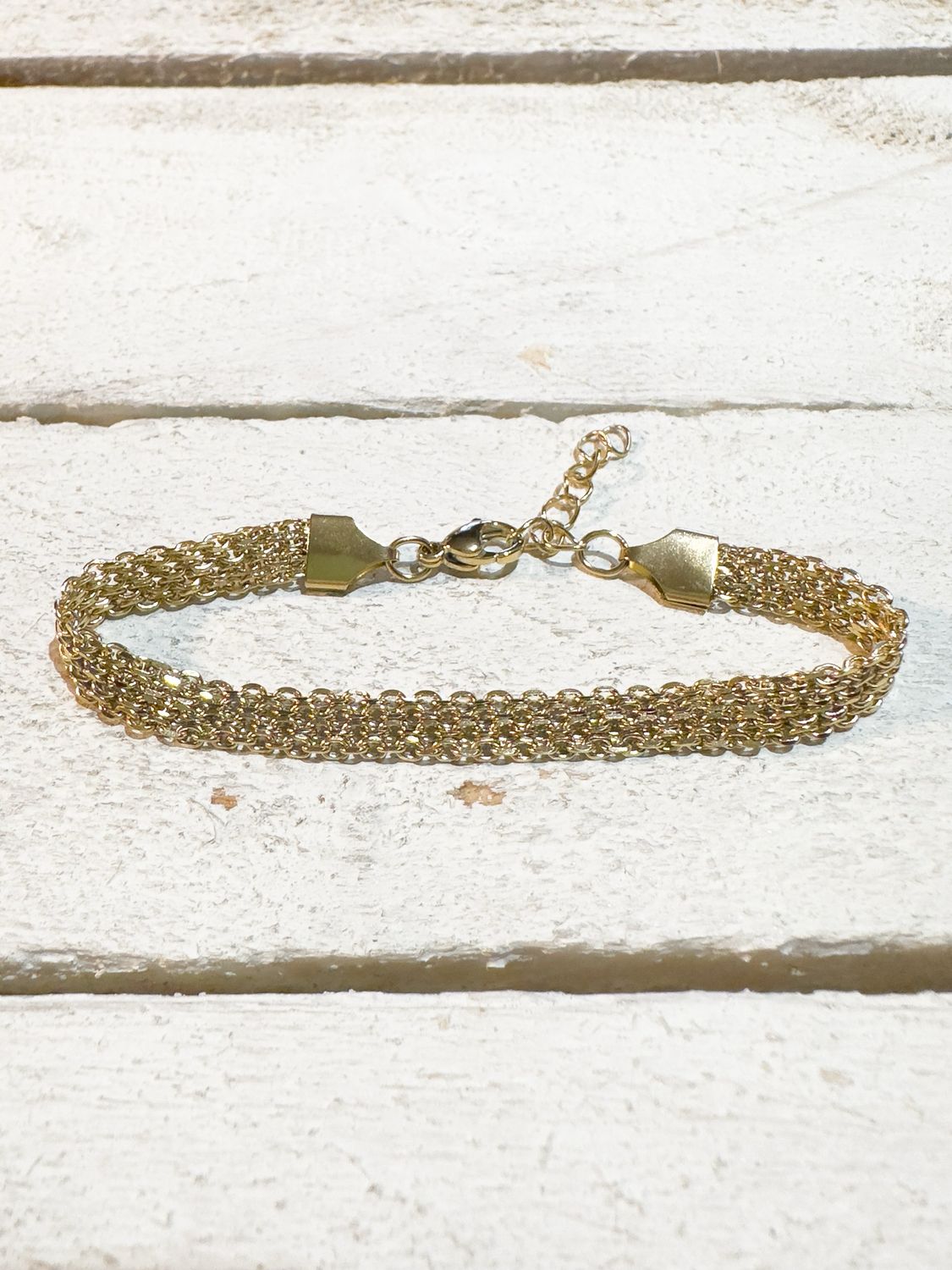 Pulsera malla acero dorado