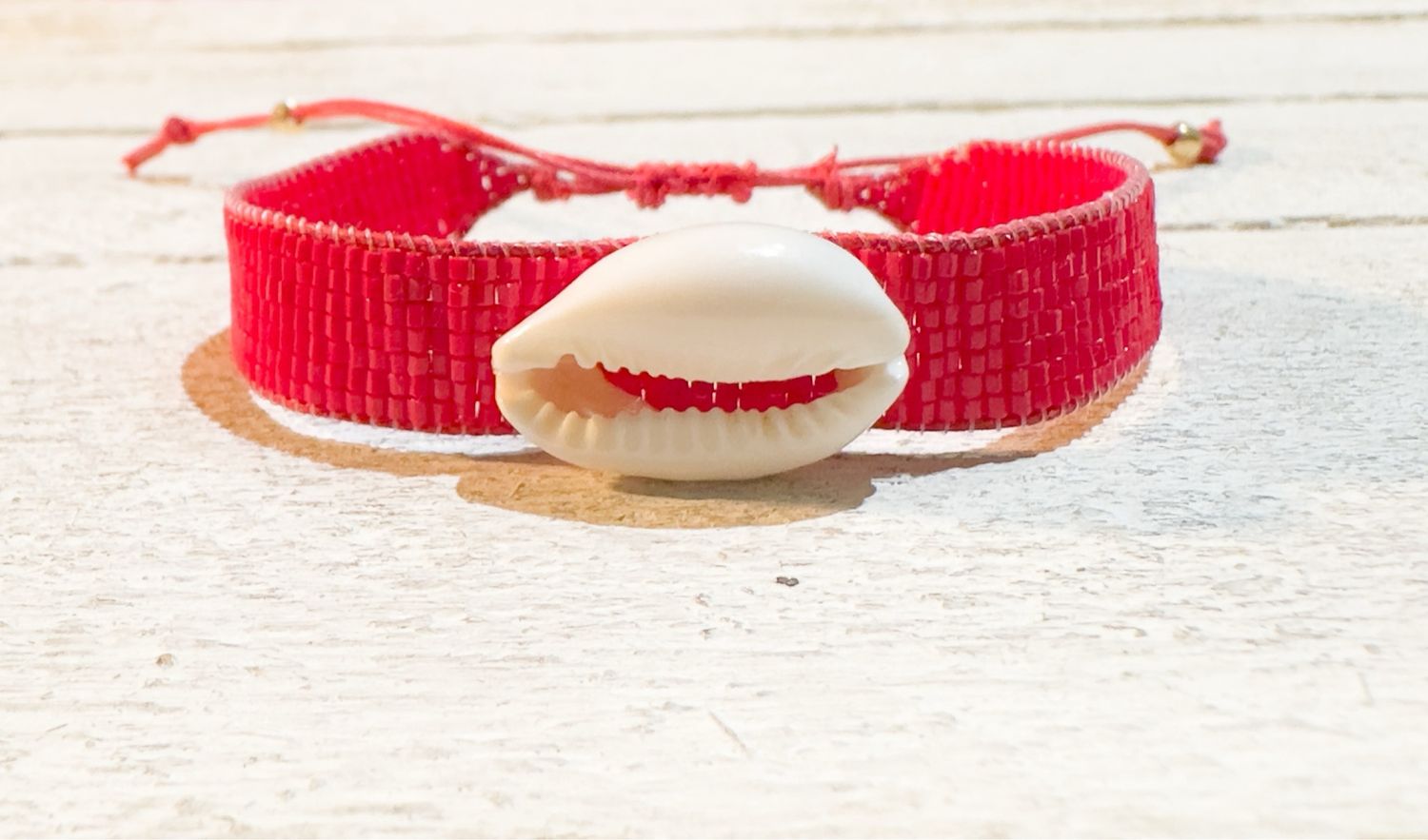 Pulsera miyuki rojo concha 1cm