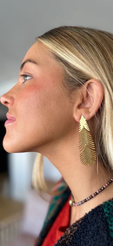 Pendientes hoja mate ramas