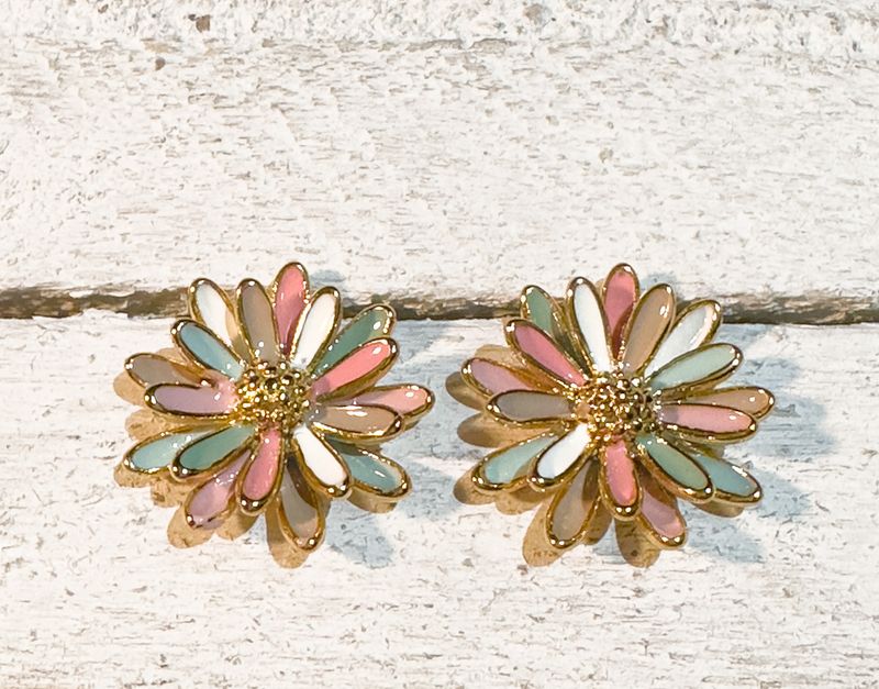 Pendientes flor esmalte colores